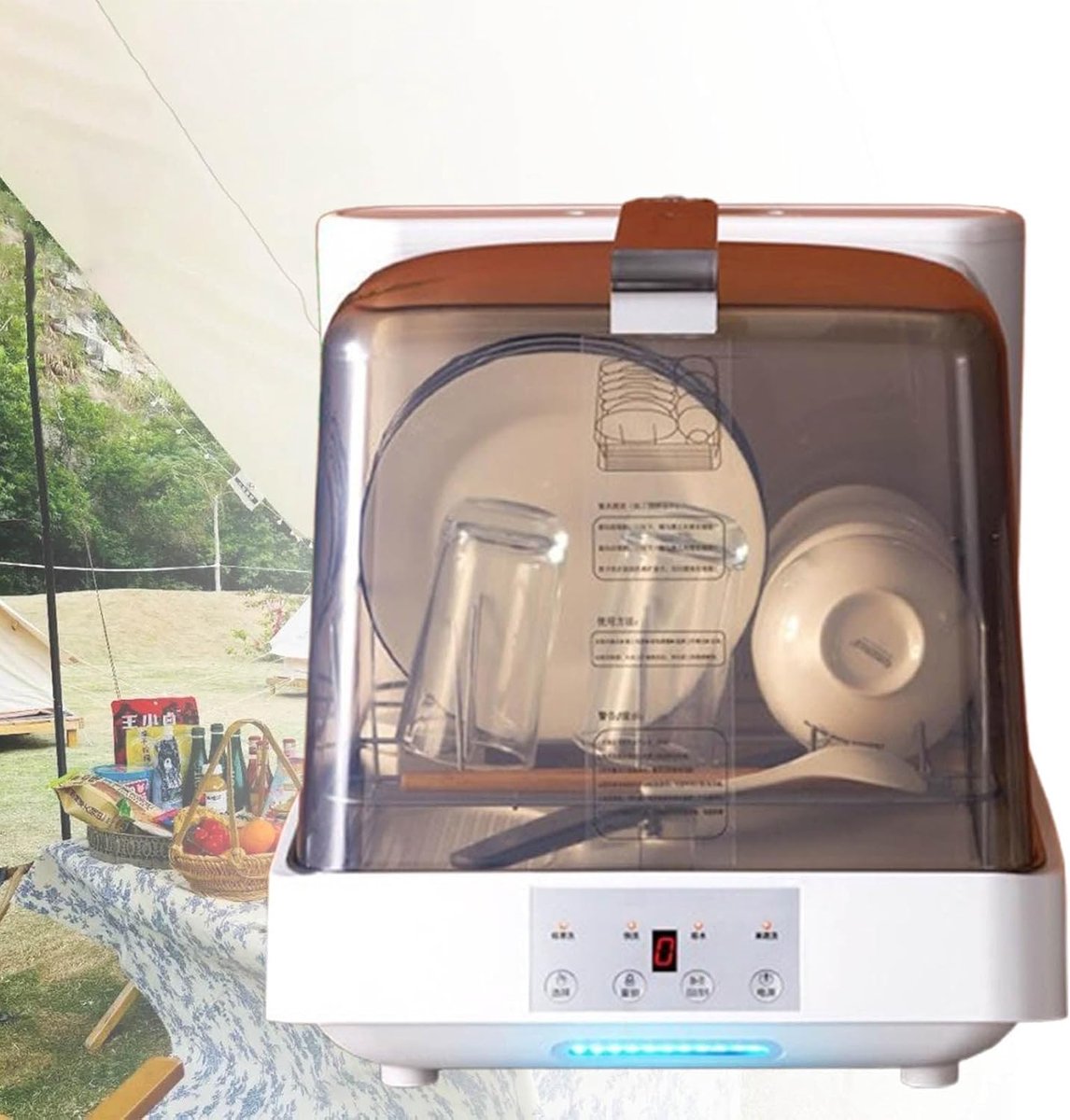 Compacte Vaatwasser Aanrecht Model Ruimte Besparen Ingebouwde Watertank 4 Programma's Wit