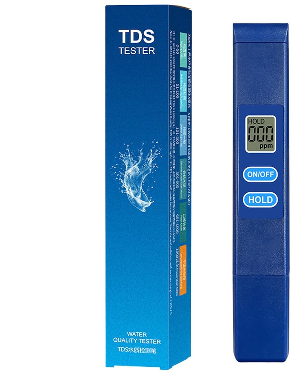 Drinkwatermeter - Waterkwaliteit tester - Waterkwaliteit meten - Snelle digitale aflezing - 14 cm lengte - Wit