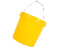 Plastic Emmer - Opbergvat Handvat - Huishoudelijk Gebruik - Lekvrij Ontwerp - 21x21x21 cm - Geel