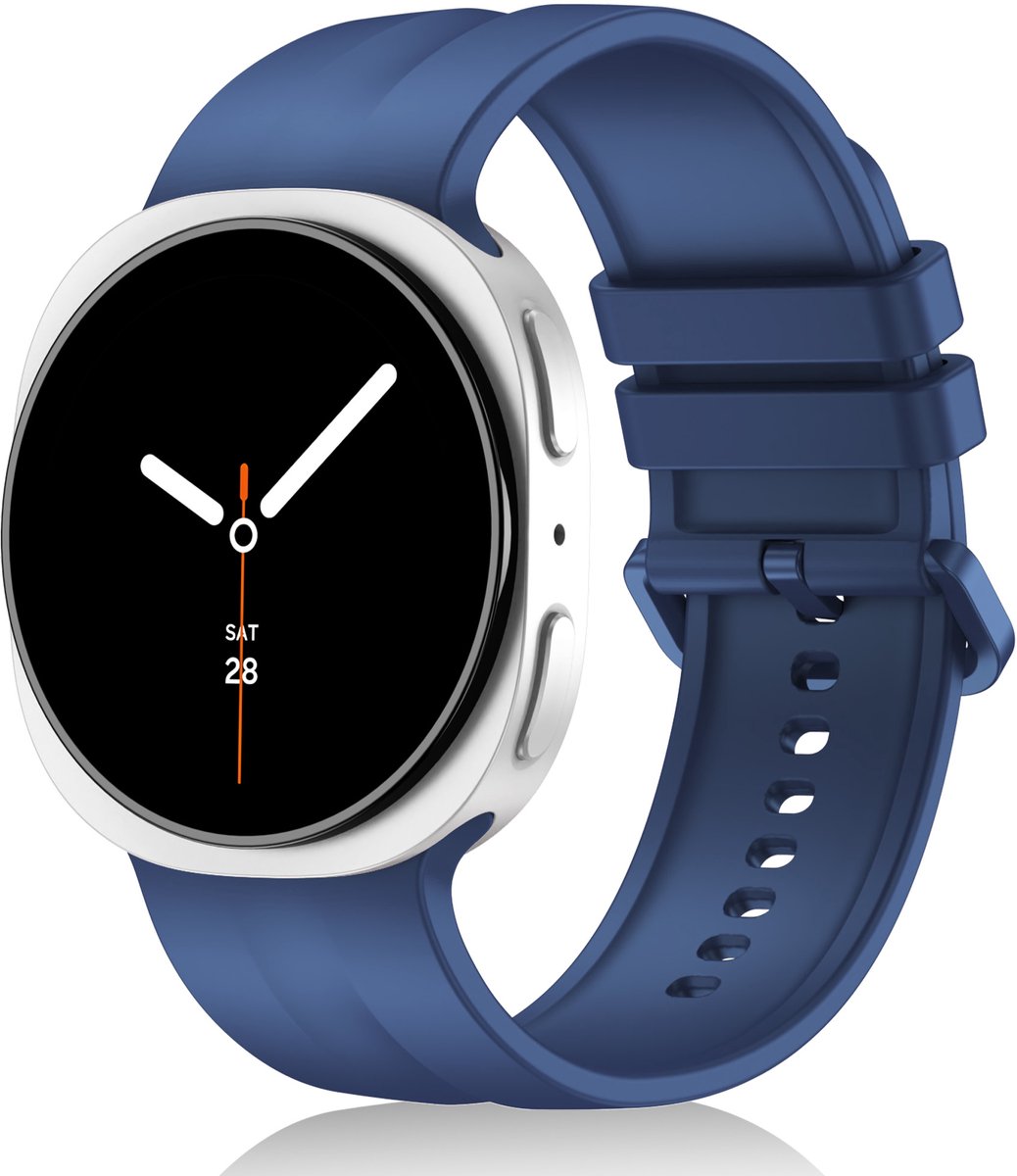 Stravo Zacht Siliconen Sport Bandje – Geschikt voor Samsung Galaxy Watch 9 (40/44mm) / Watch 8 (40/44mm) / 8 Classic (46mm) – M/L – Officieel Blauw