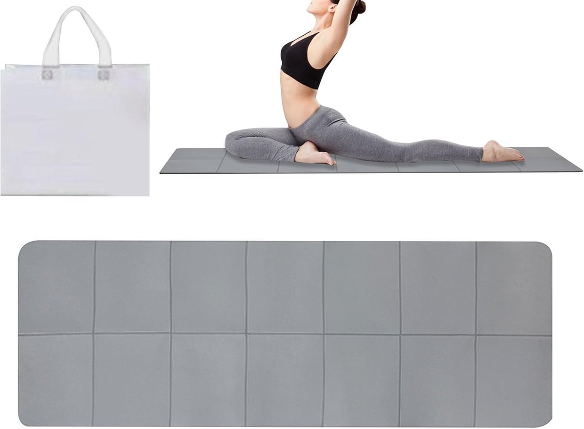 Opvouwbare Yogamat - Fitnessmat Workout - Veelzijdig Gebruik - Antislip Stabiliteit - 06 cm Dikte - Grijs