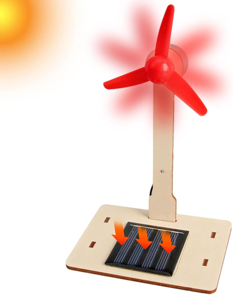 Mini windturbine - Zonne speelgoed - Educatief project - Zonder lijm batterijen - 20 cm hoog - Multicolor