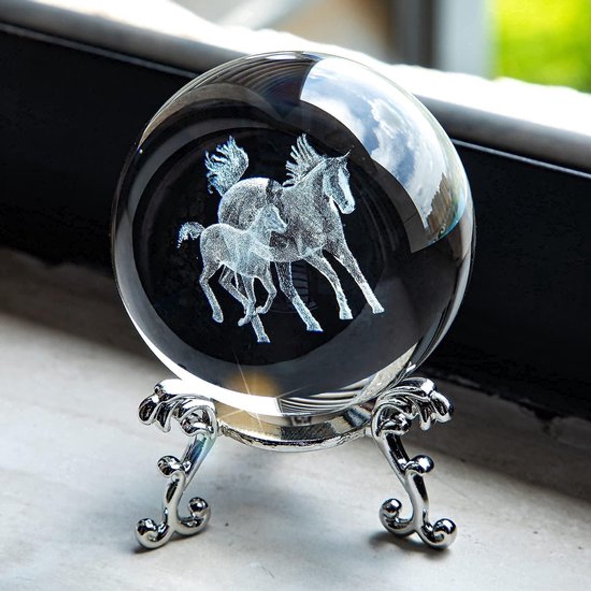 Zeynomax - 3D Laser Paard Kristal - Decoratief Beeldje - 60mm Bal - Thuis Art Decor