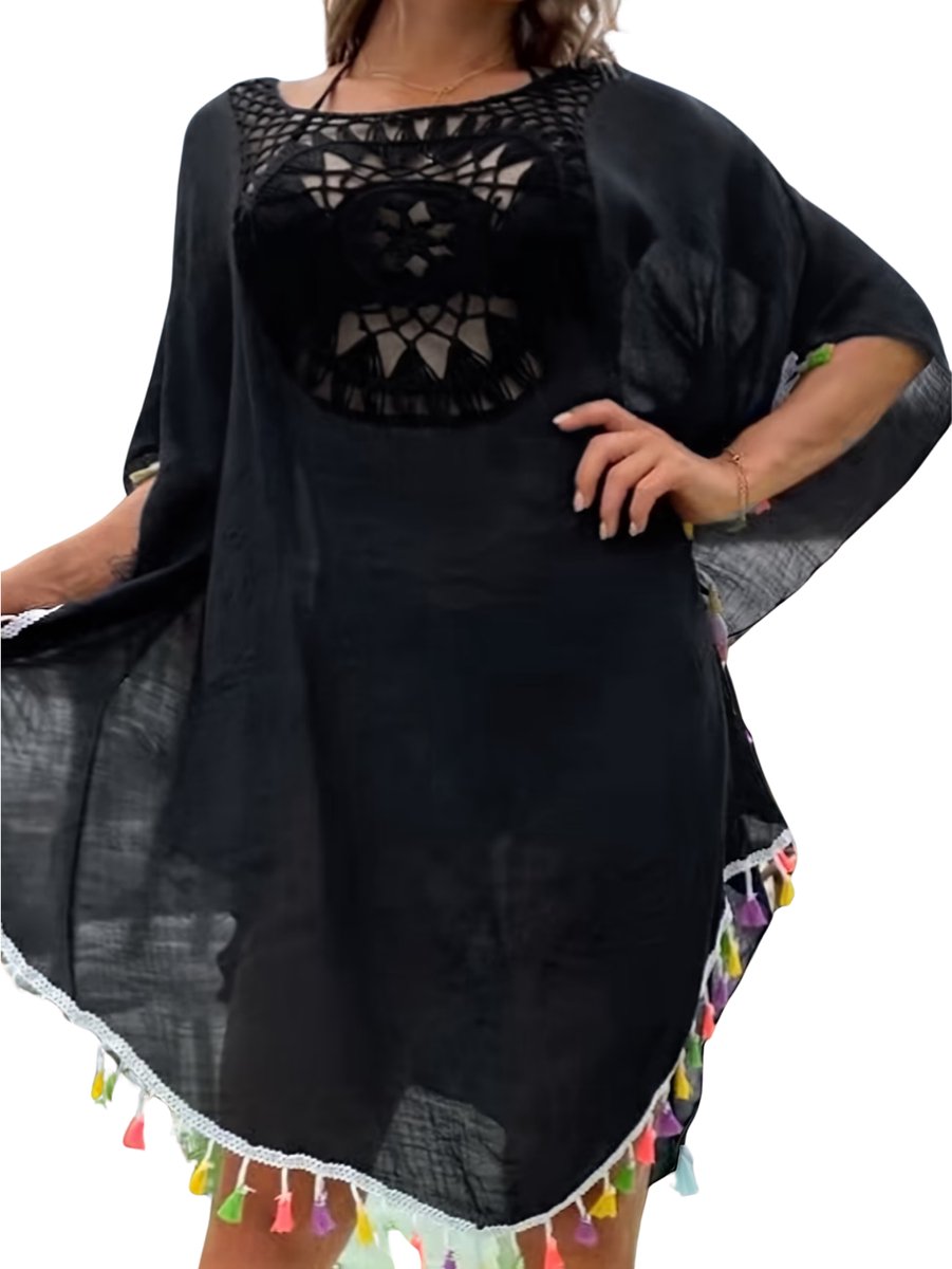 Currero Zomerjurk Dames Zomerjurken Volwassenen Vrouwen Midi Jurk Ibiza Stijl Sundress Dress Rand Zwarte Kleurrand