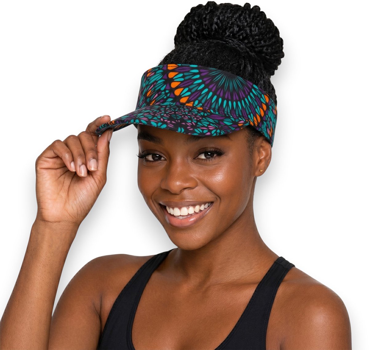 Zonneklep / Pet met Afrikaanse print - Zonnecap - Zomerpet - Sun visor - Turquoise Paars Ocean Eye