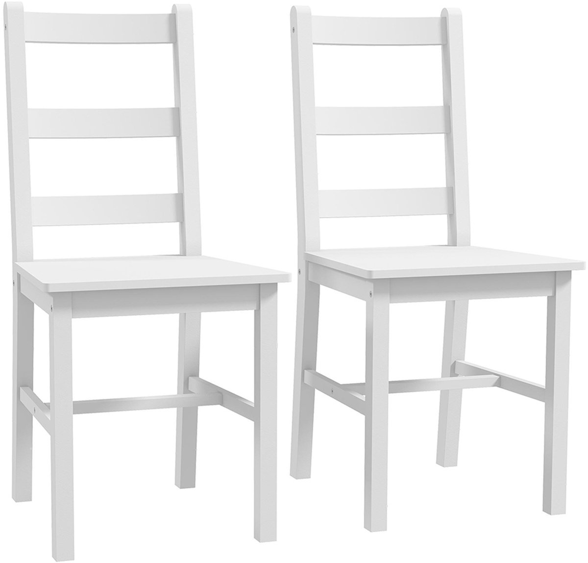 Pugsdrly - Eetkamerstoelen - Set van 2 houten keukenstoelen - Lattenrugleuning - Antislip