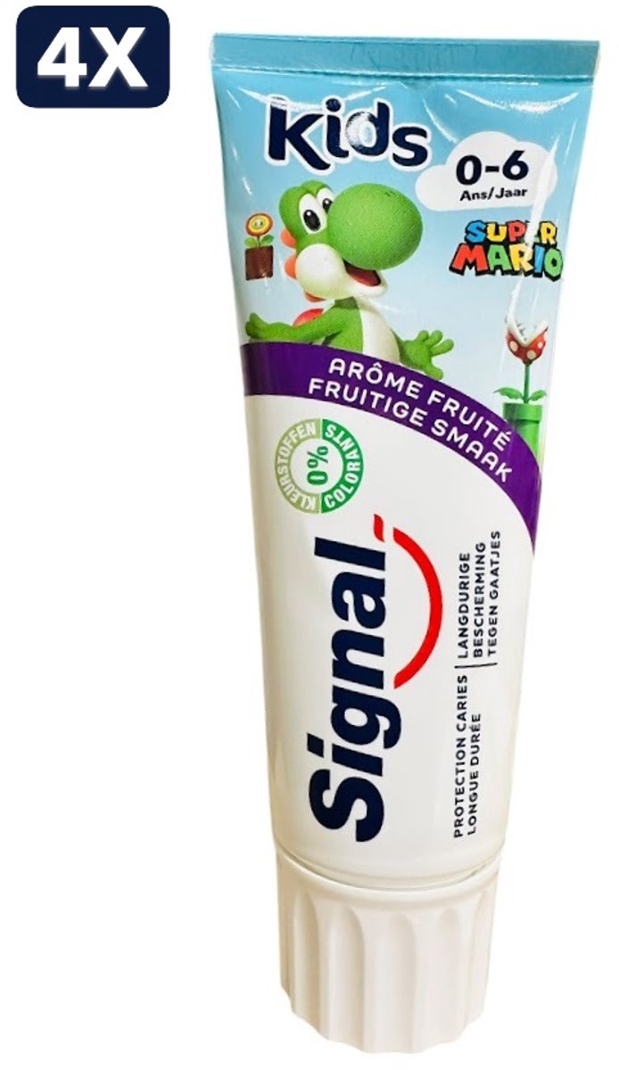 4 x Signal Tandpasta - 75ml - Kids Super Mario - Fruitige Smaak - (0/6 Jaar)