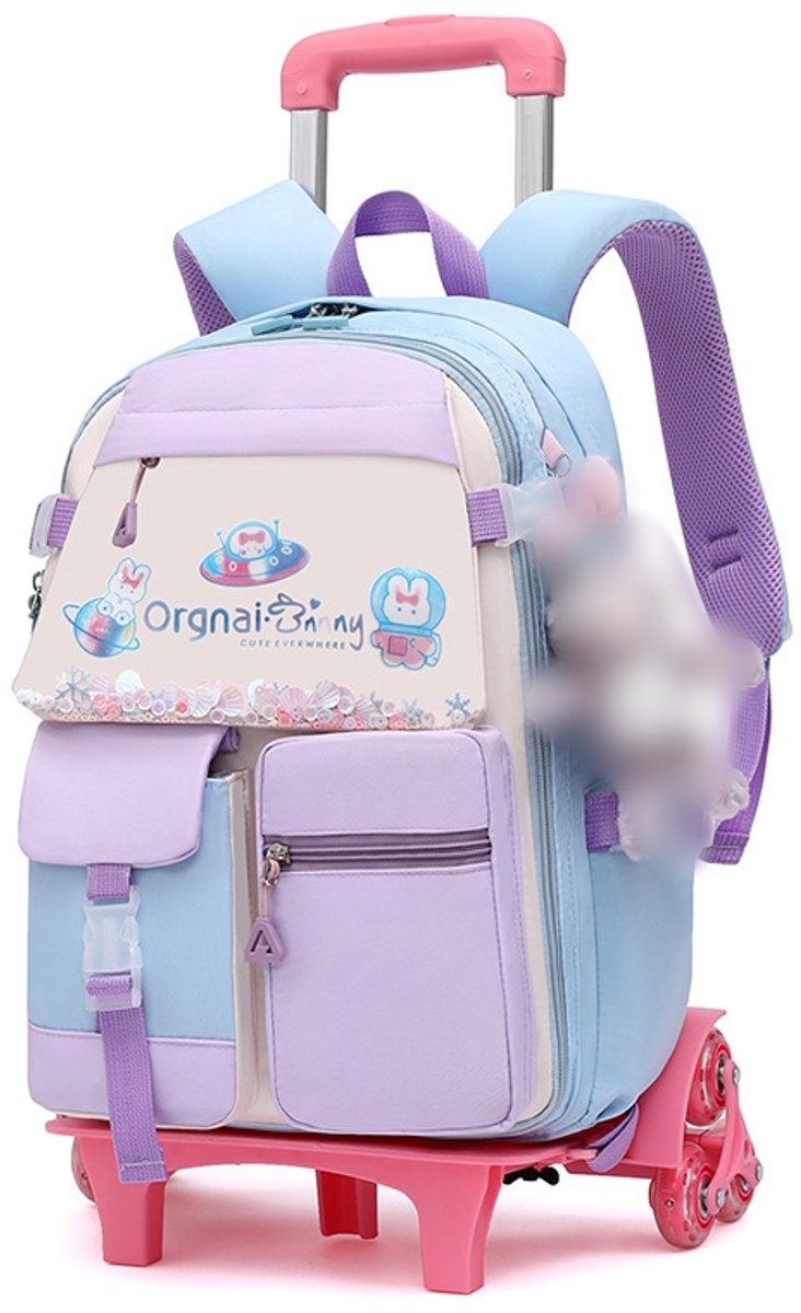 TEKROA® Schooltas op Wielen voor Kinderen - Trolley Rugzak met 6 Wielen - Waterdicht - Voor Jongens & Meisjes - Basisschool & Middelbare School
