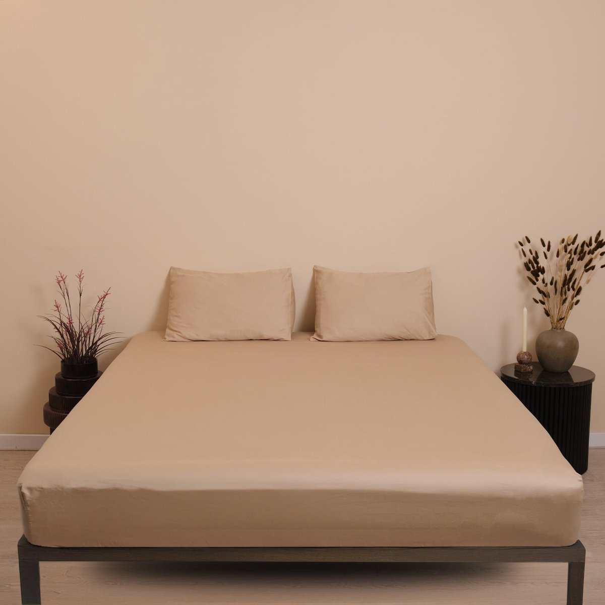 Sheetz Happen Hoeslaken 140x200x30cm - Beige - Katoensatijn - 400TC - 100% Katoen
