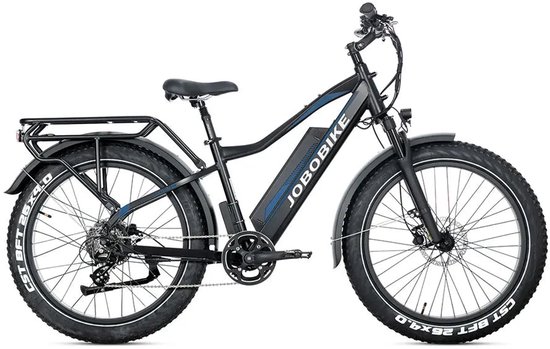 JOBOBIKE Robin Pro - Elektrische Fiets - 26 inch - 250W motor - Actieradius tot 180 km - 8 versnellingen - Hydraulische schijfremmen - Zwart-blauw — afbeelding 3