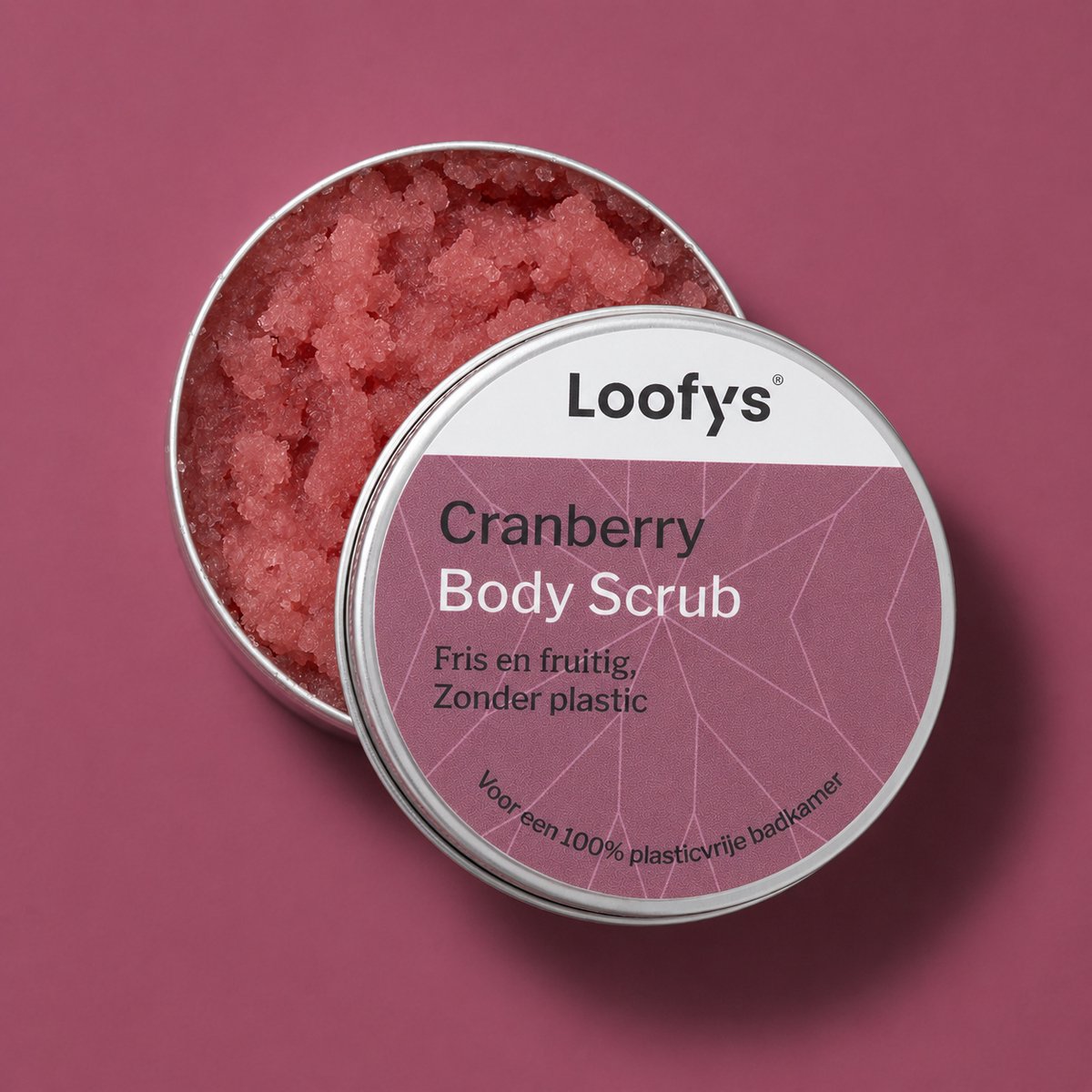 Loofys Body Scrub Cranberry - Natuurlijke & Exfoliërende Lichaamsscrub - Plasticvrij, Vegan & Duurzaam - Herbruikbaar Blikje - 150g