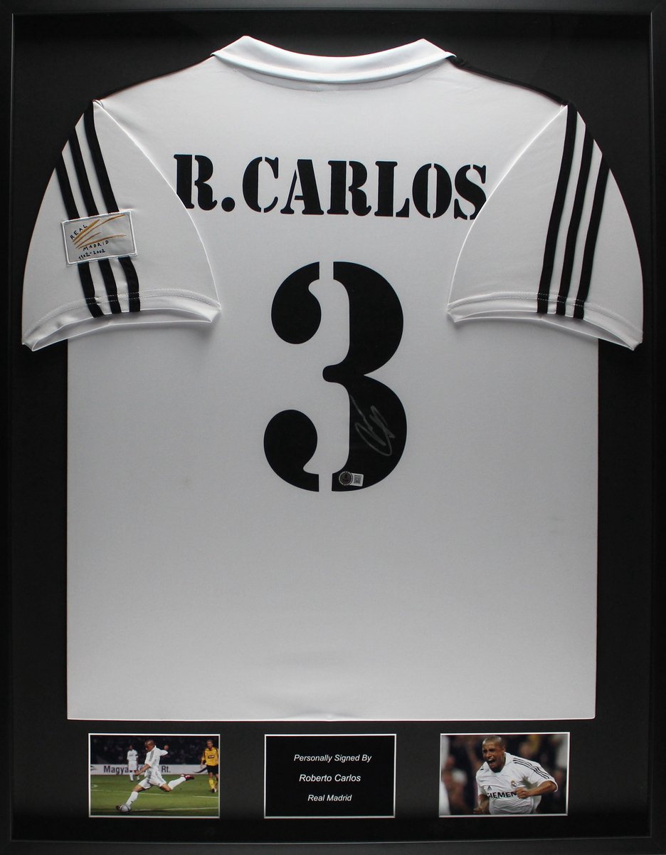 Roberto Carlos gesigneerd Real Madrid 02/03 Ingelijst Thuis Shirt