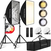 Pixetool Softbox fotostudio set 50 x 70cm - 2 Softbox studiolampen LED lampen 4800 Lumen 3000-6000K - 2m verstelbaar statief x2 - Vaderdag Cadeau