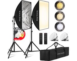 Pixetool Softbox fotostudio set 50 x 70cm - 2 Softbox studiolampen LED lampen 4800 Lumen 3000-6000K - 2m verstelbaar statief x2 - Vaderdag Cadeau