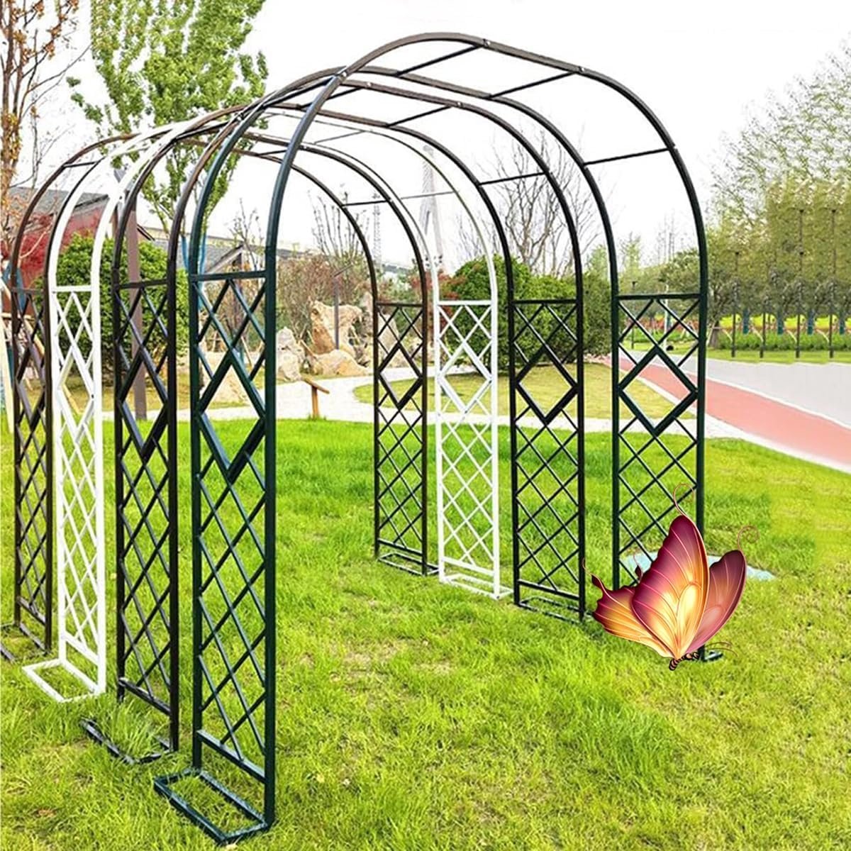 Metalen Tuinboog - Rozenboog - Planten Ondersteunen - Robuuste Constructie - 85 x 27 m - Zwart