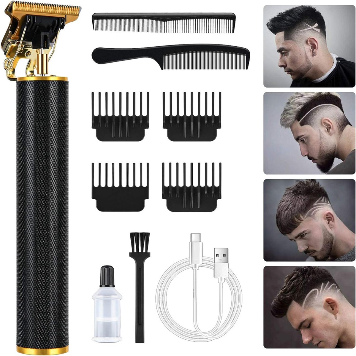 QIN® Trimmer Baard - Trimmer - Zwart/Goud - 21cm x 8cm x 5cm
