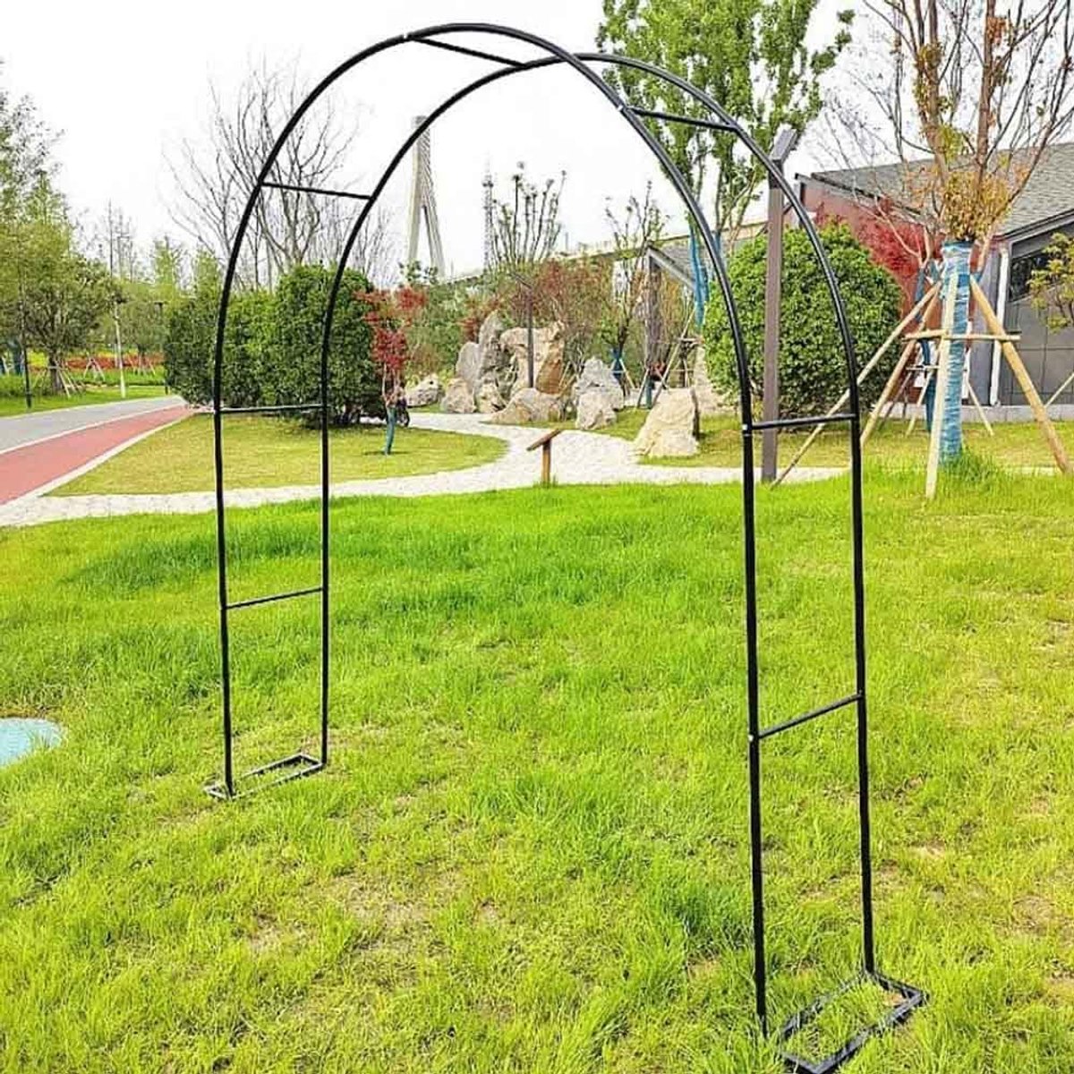 Rozenboog Tuinboog - Metalen Boog - Klimplanten Ondersteunen - Stabiele Vierkante Buizen - 3.5 Meter Breed - Groen