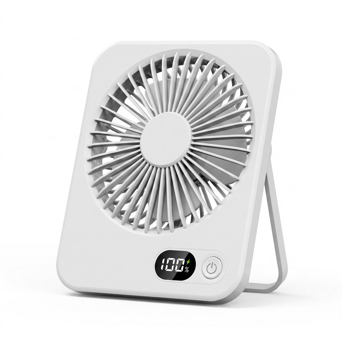 Ryoudavell - Tafelventilator - Mini Bureauventilator - Zuinige Bureau Ventilator - Kleine USB Ventilator Oplaadbaar met LED Display - Kantelbare Desk Fan - Compacte 5 Snelheden Deskventilator - Fan Geluidloos - Bureau Airco - Wit