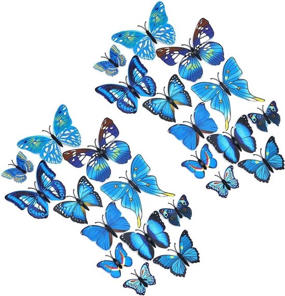 Virtubuy - 3D Vlinder Magneten - Muurdecoratie - Blauw - Koelkast Sticker