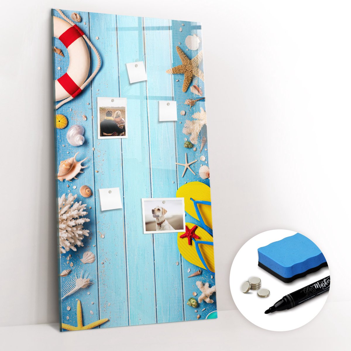 Tulup Whitebord - Strandgangersset - 60 x 120 cm - Blauw Memo Magneetbord - Gratis 5 Sterke Magneten + Whiteboard Marker & Wisser - Industrieel Wandbord - Magnetisch Wandbord - Productiviteit Tools