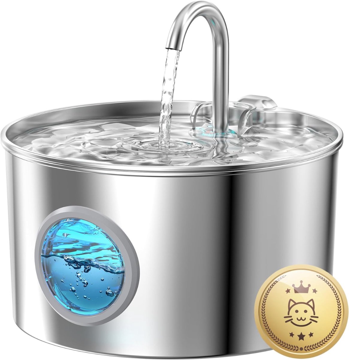 Ploutos® Drinkfontein Kat - Kattenfontein – Waterfontein Voor Katten - Zilver - 19cm x 19cm x 12cm