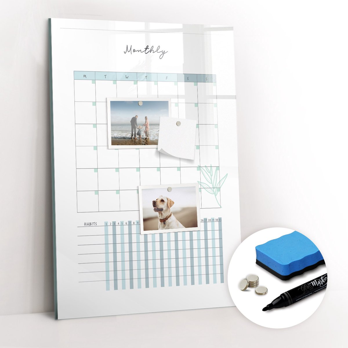 Tulup Whitebord - Maandkalenderplanner - 40 x 60 cm - Wit Memo Magneetbord - Gratis 5 Sterke Magneten + Whiteboard Marker & Wisser - Industrieel Wandbord - Memobord Magnetisch - Ideeënbord Thuiswerkplek
