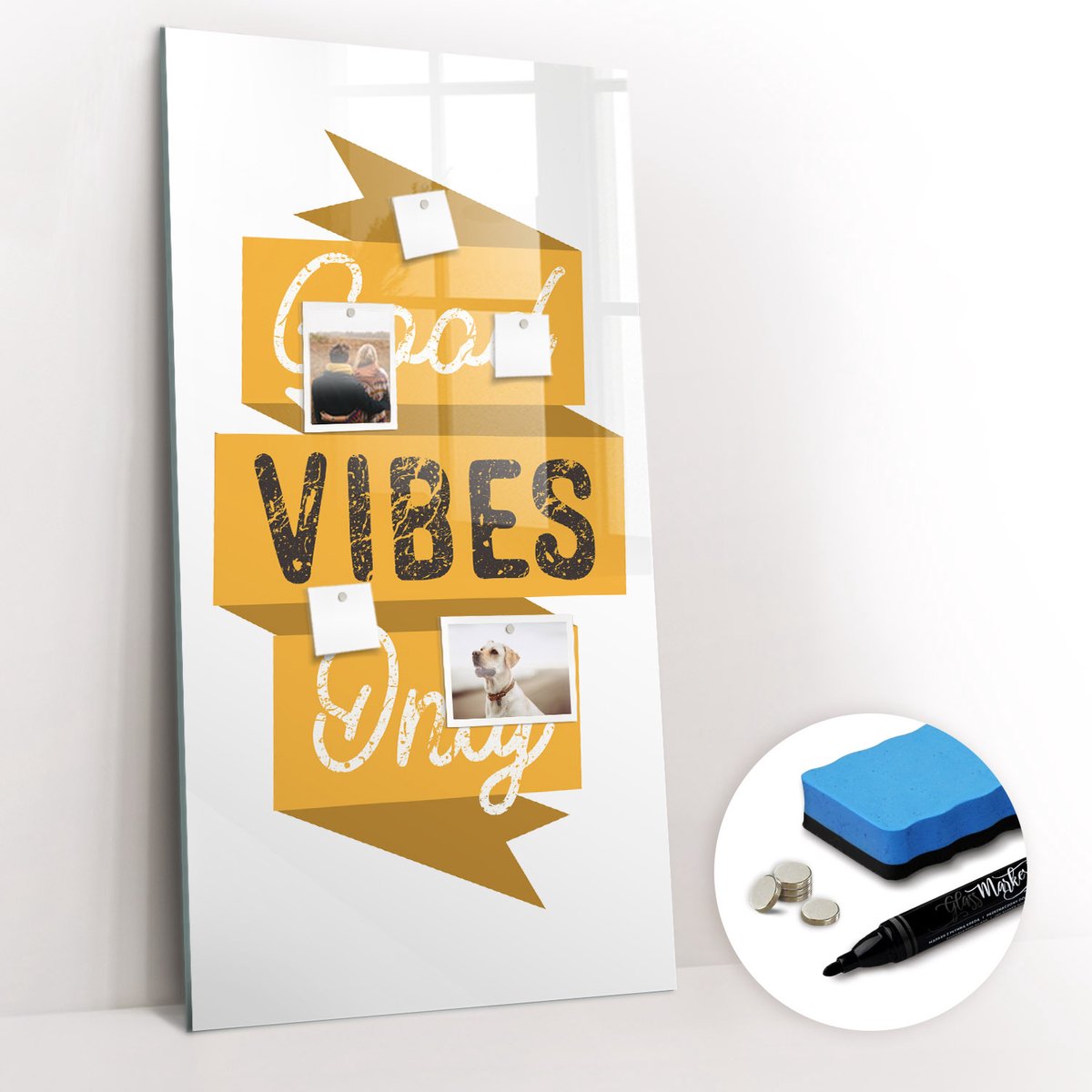 Tulup Whitebord - Motiverende zin - 60 x 120 cm - Oranje Memobord Magnetisch - Gratis 5 Sterke Magneten + Whiteboard Marker & Wisser - Moderne Wanddecoratie - Magnetisch Memobord - Planning Muur
