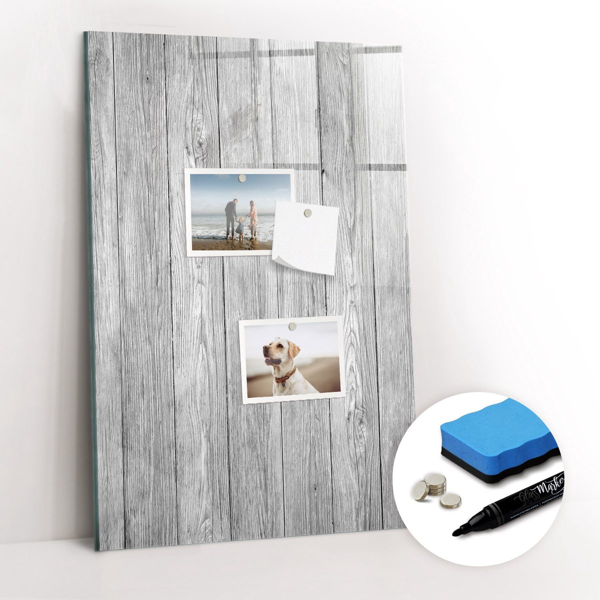 Tulup Whitebord - Onbewerkte houten planken - 40 x 60 cm - Wit Memo Magneetbord - Gratis 5 Sterke Magneten + Whiteboard Marker & Wisser - Minimalistisch Prikbord - Memo Magneetbord - Planning Muur