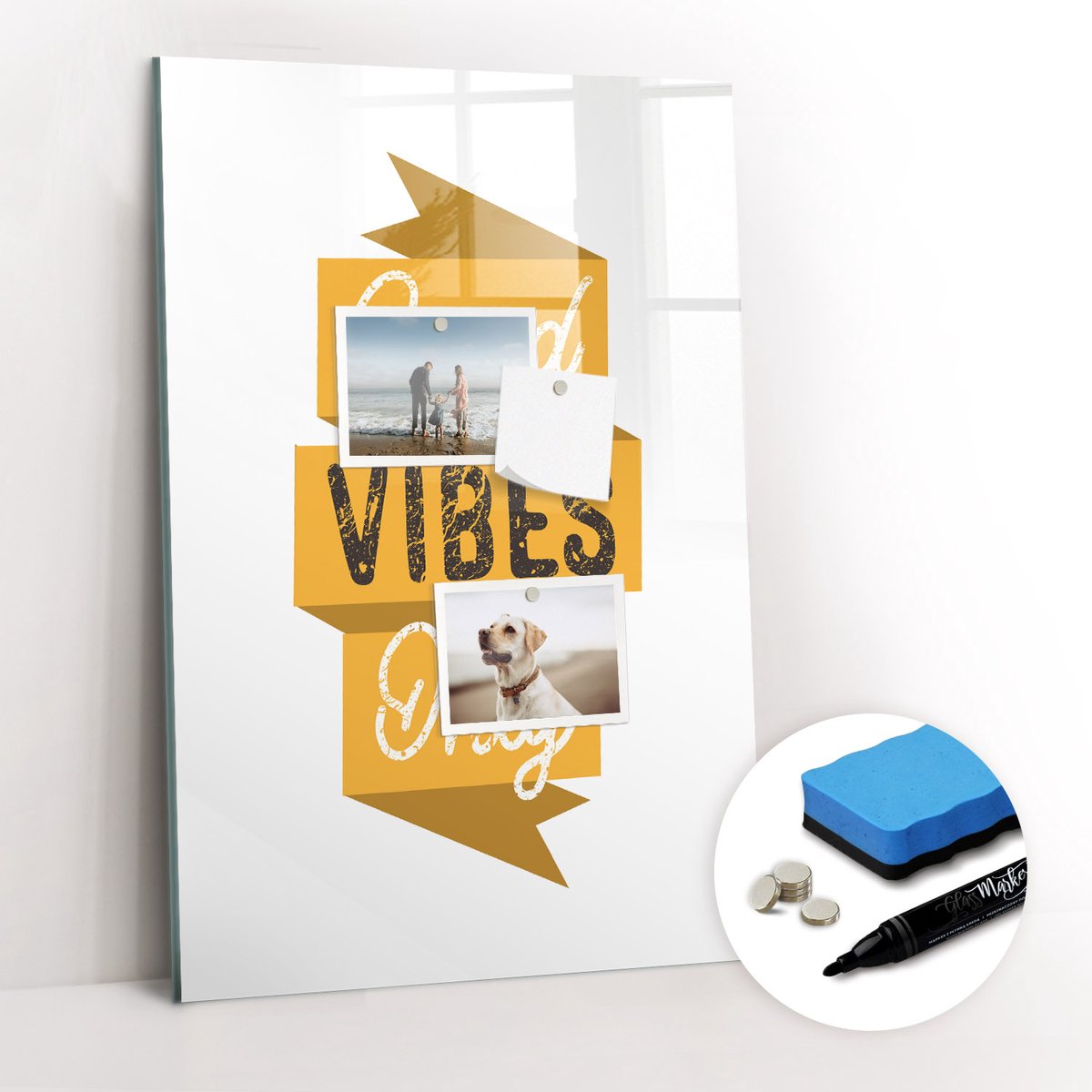 Tulup Whitebord - Motiverende zin - 40 x 60 cm - Oranje Memobord Keuken - Gratis 5 Sterke Magneten + Whiteboard Marker & Wisser - Minimalistisch Prikbord - Magnetisch Memobord - Organiseer Je Bureau