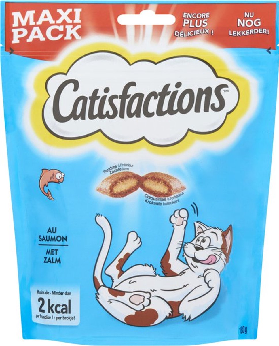 4x Catisfactions - Kattensnack met Zalm - Maxipack 180g