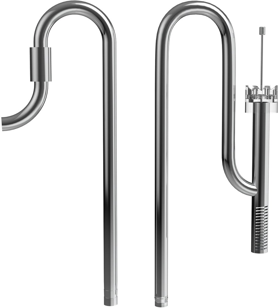 Lily Pipes Skimmer voor aquarium van roestvrij staal, in- en uitgang met roterende skimmer en verstelbare filterstaaf, compatibel met slang 16/22 mm (5/8 inch)
