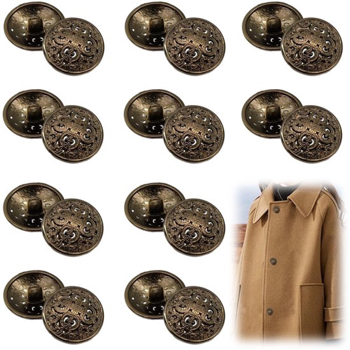 SPHProducts - Vintage Metalen Knoppen - Antieke Ronde Blazer Knoppen