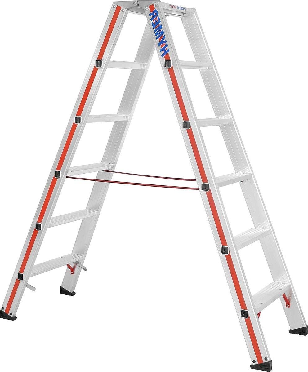 Trapladder Dubbelzijdig - Huishoudtrap Werkladder - Klus Klussen - Versterkte Robuuste Treden - 2x6 Sporten - Zilver