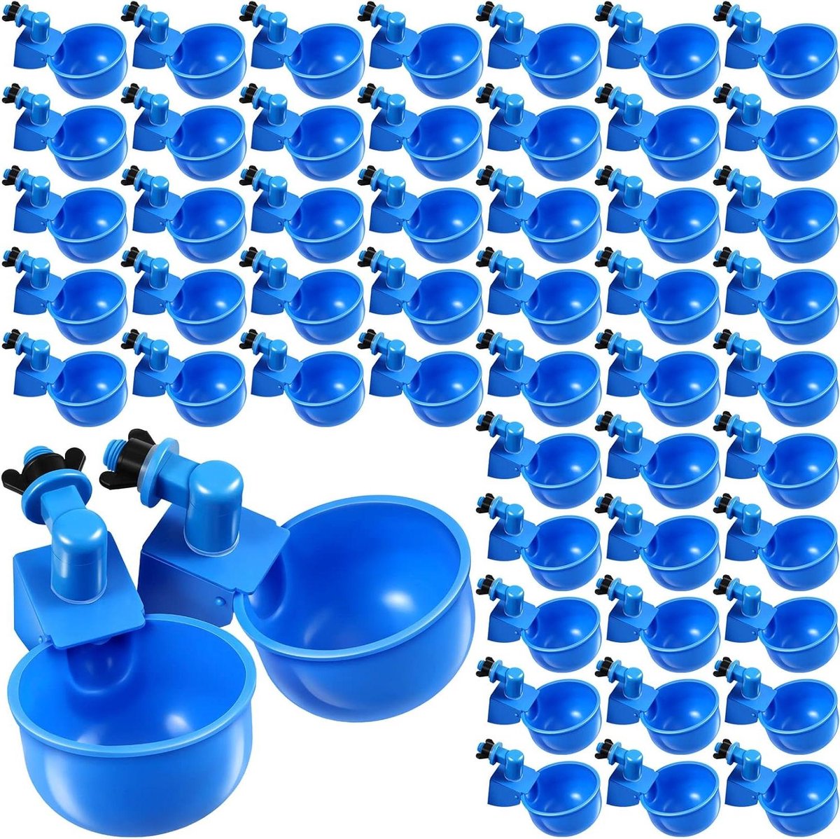 Kippen Waterbakjes - Vogel Drinkbak - Automatisch Water Geven - Zelfvullend Systeem - 50 Stuks - Blauw