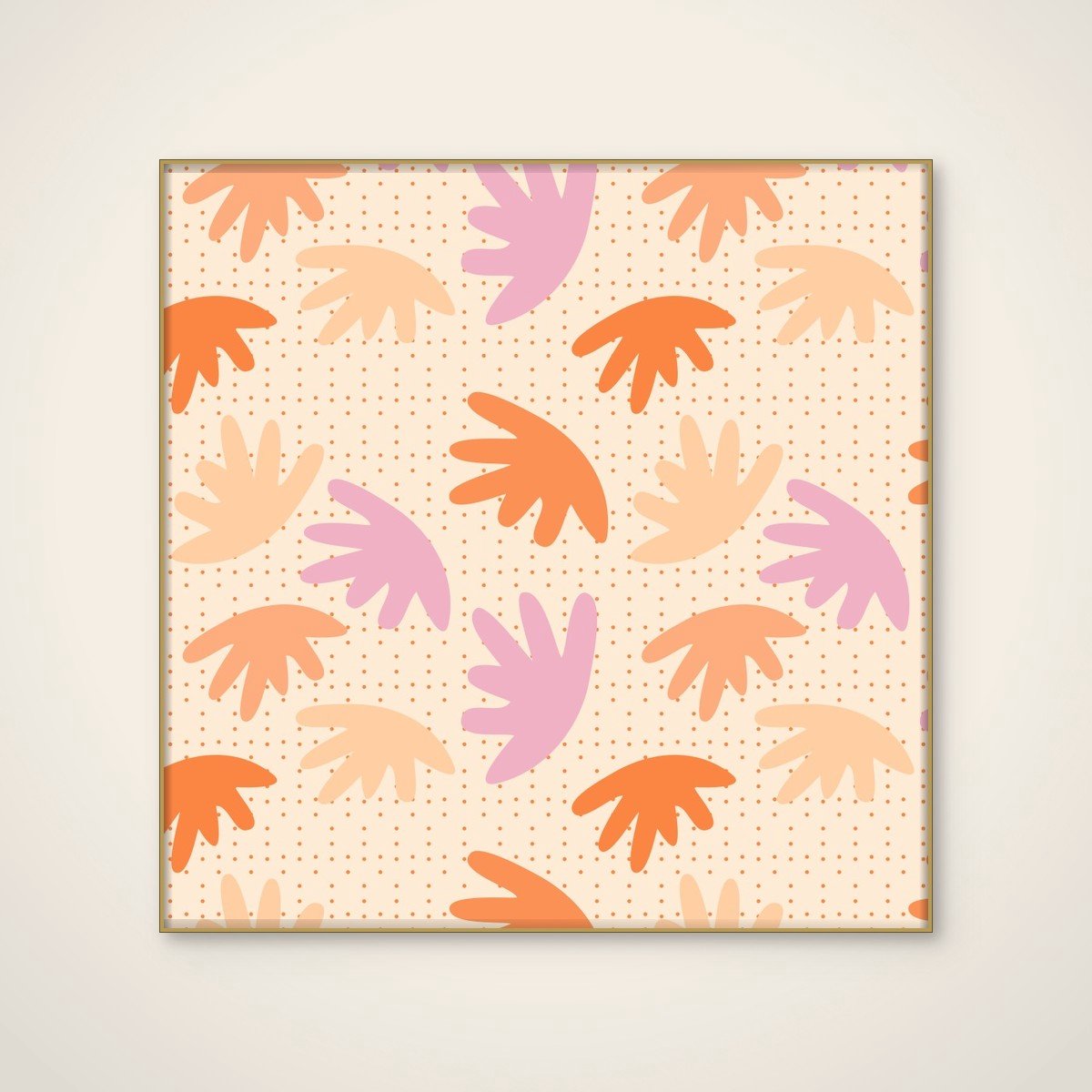 Akoestisch schilderij - 100 x 100 cm - Organic Pastel Dot Pattern van Dina Dankers - Geometrische wanddecoratie - goud textielframe