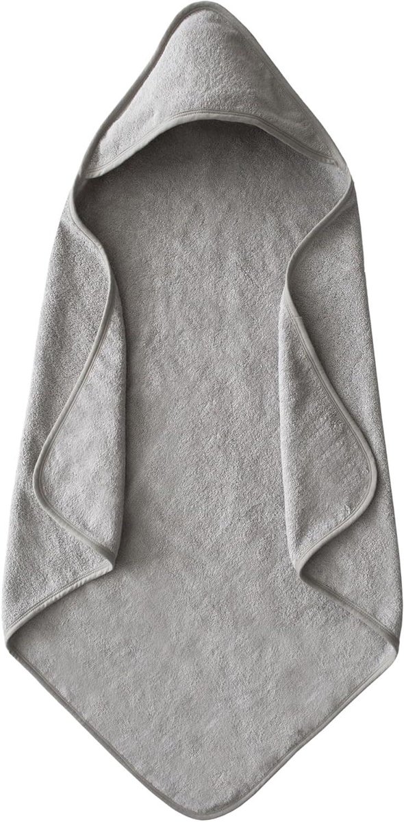 Baby Badcape - Kinder Poncho - Na het badderen - 100% biologisch katoen - 77.5x77.5cm - Grijs