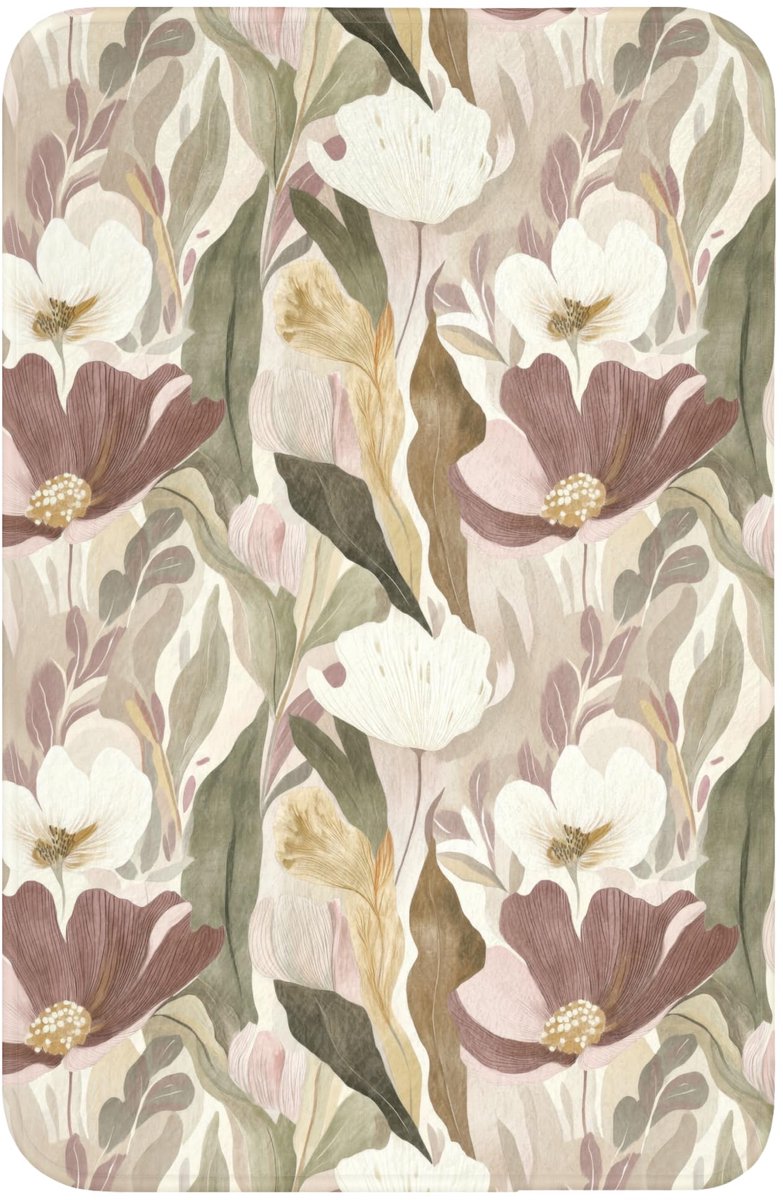 Badmat Rechthoekig 40x60 cm Badkamer Bath Mat Douchemat Antislip Wc Badkamermat Memory Foam Wasbaar Bathroom Toilet Mats Washable Bloemen - Aquarel - Kleurrijk