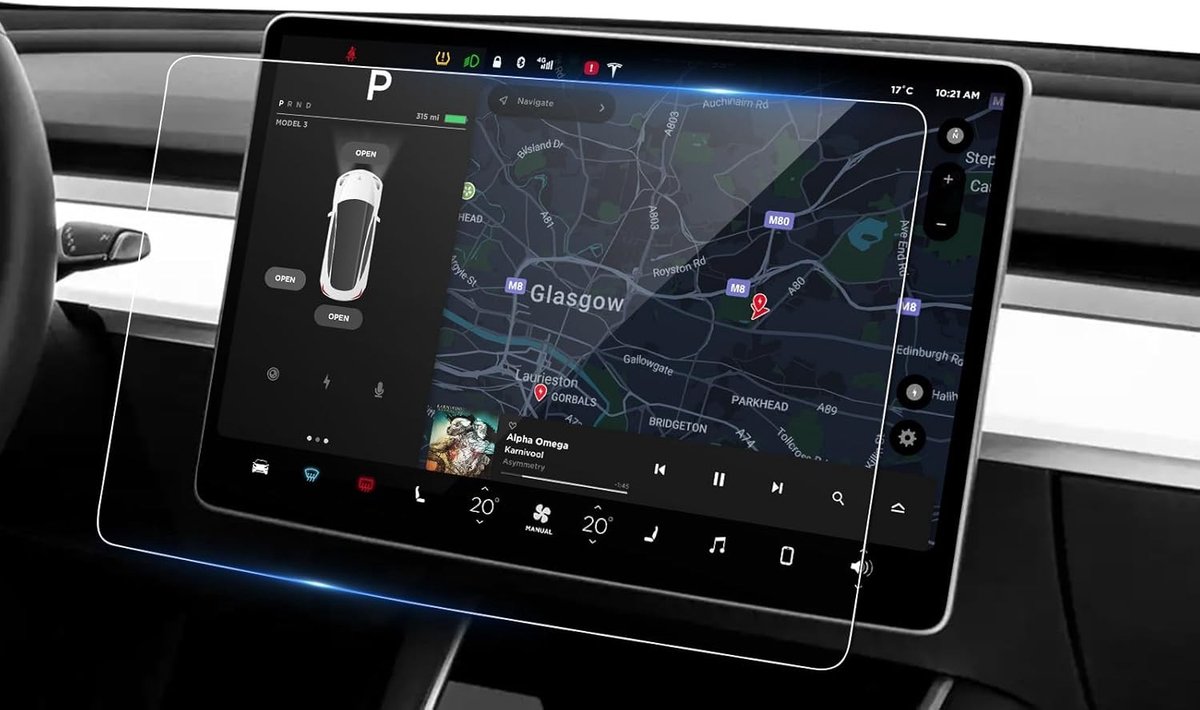 Navigatie Beschermfolie voor Tesla Model 3 en Model Y - 15 inch Infotainment Scherm, Tempered Glass, 9H Krasbestendig en HD Helder