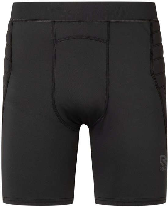 Short de sport noir pour homme avec rembourrage sur les hanches, les côtés et le logo 'ROBEY'.
