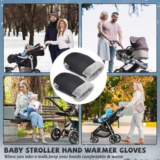 Kinderwagen Handwarmers - Wandelwagen Mof - Winterse Uitjes - Waterdicht Winddicht - Universele Maat - Zwart — afbeelding 3