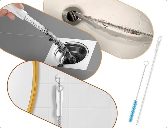 5 stuks reinigingsborstelset, afvalwaterkanalen, afvoerborstel, flexibele afvoerreiniger met haken, badkamergadgets, te gebruiken voor keuken, badkuipen, voertuigen, meubels — afbeelding 4