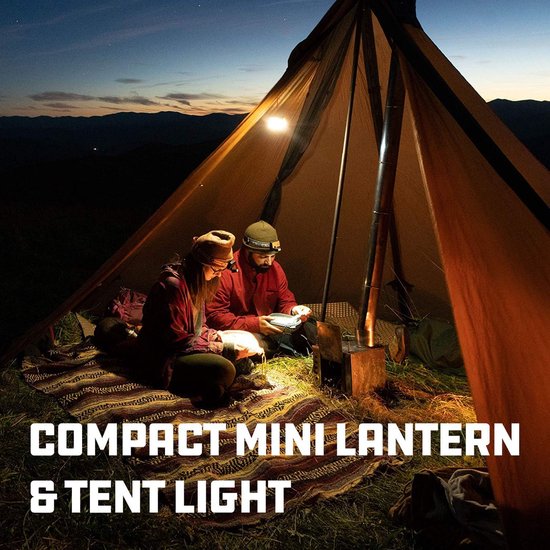 Mini Camping Lantaarn - Hanglamp Outdoor - Kamperen Verlichting - Compact Miniformaat - 635 x 21 cm - Zwart — afbeelding 2