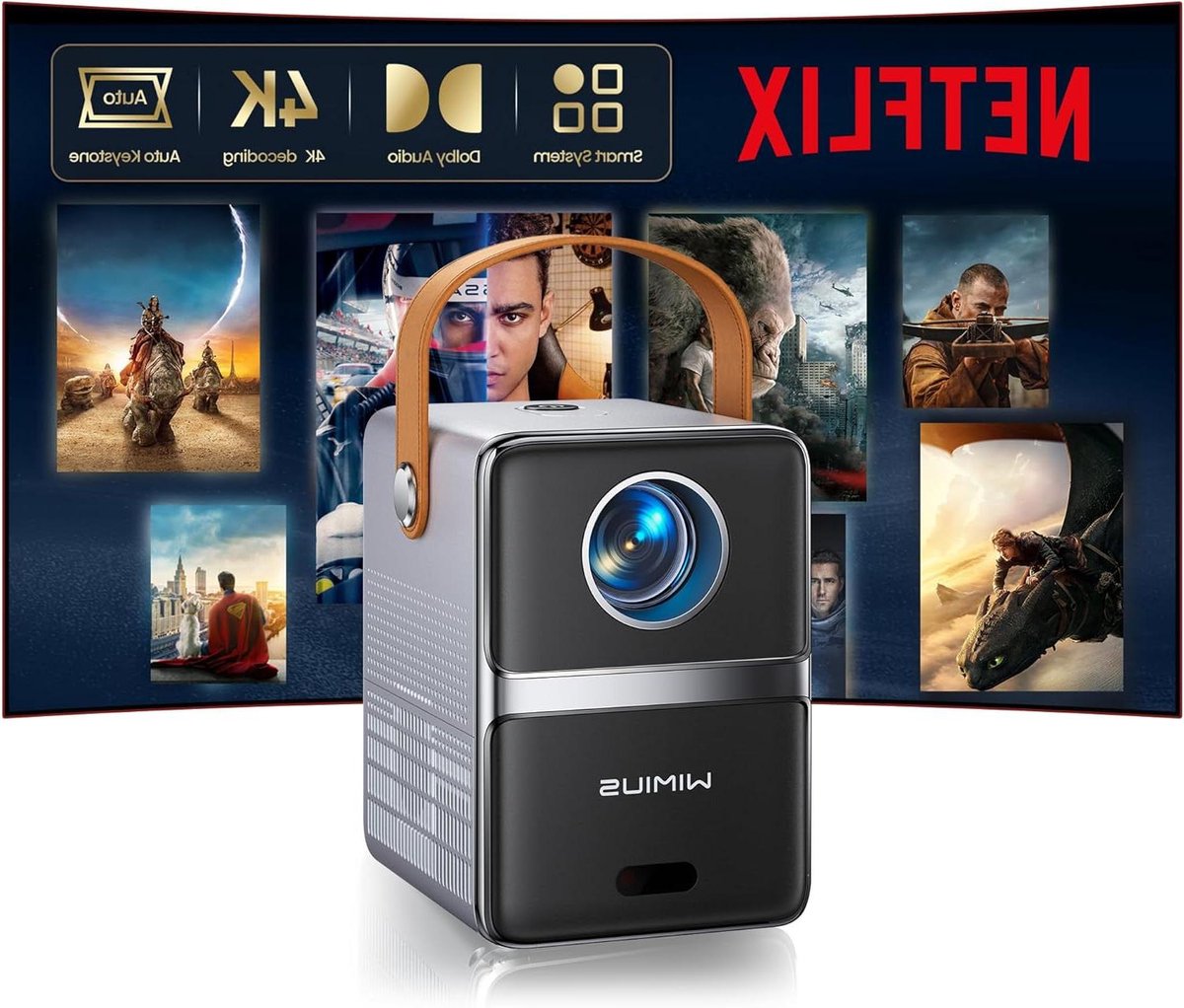 Mini Beamer - Draagbare Projector - Thuisbioscoop Creëren - Officiële Netflix Licentie - 181 cm - Zilvergrijs