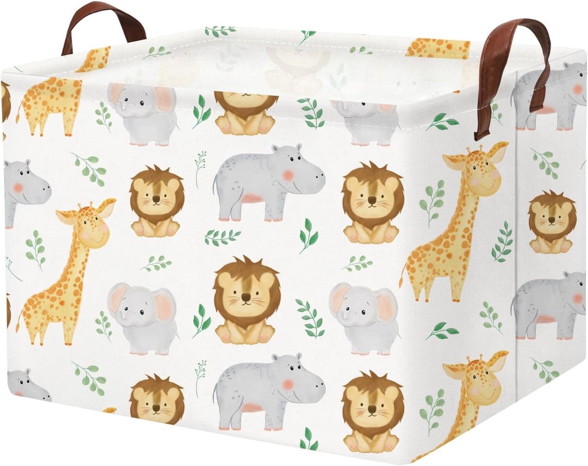 Opbergmand Baby - Speelgoedmand Kinderen - Opbergen van Speelgoed - Waterdichte Binnenvoering - 37 x 26 x 25 cm - Bos
