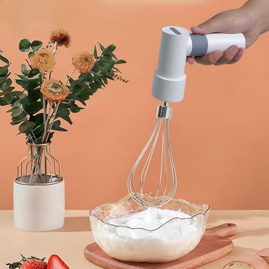 Draadloze Handmixer - Elektrische Garde Oplaadbare Mixer - Bakken en Keuken - Lichtgewicht Ergonomisch Ontwerp - 200 RPM - Wit — afbeelding 3