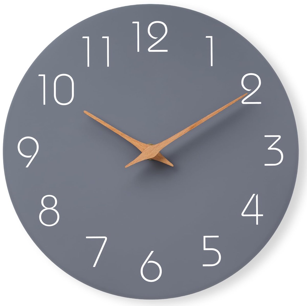 Wandklok, 40,6 cm, grijs, mat, werkt op batterijen, stil, niet tikkend, eenvoudig, modern houten horloge, decoratief voor slaapkamer, woonkamer, keuken, thuis, kantoor, hotel