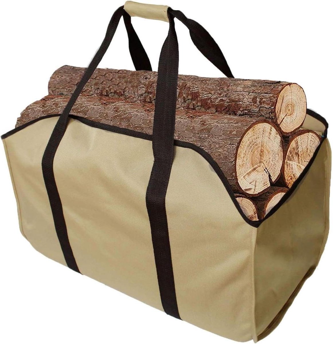 Brandhout Tas - Houtdrager Canvas - Haard Hout Opslag - Waterdicht Materiaal - 60 x 40 x 34 cm - Geel