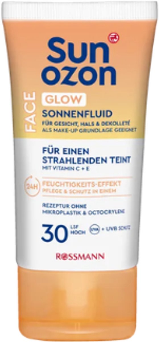 Sunozon Glow Gezicht Sunfluid SPF 30 - 50 ml | Zonnebrand met Gouden Glow - UVA/UVB Bescherming - Waterbestendig
