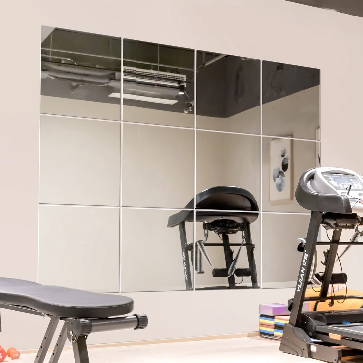 Home Gym Spiegels 30 cm Vierkante Wandgemonteerde Spiegel, Frameloze Spiegel Tegels voor Muur Plafond Kaars Lade Bruiloft Tafelstukken voor Tafel, Set van 12, 2mm