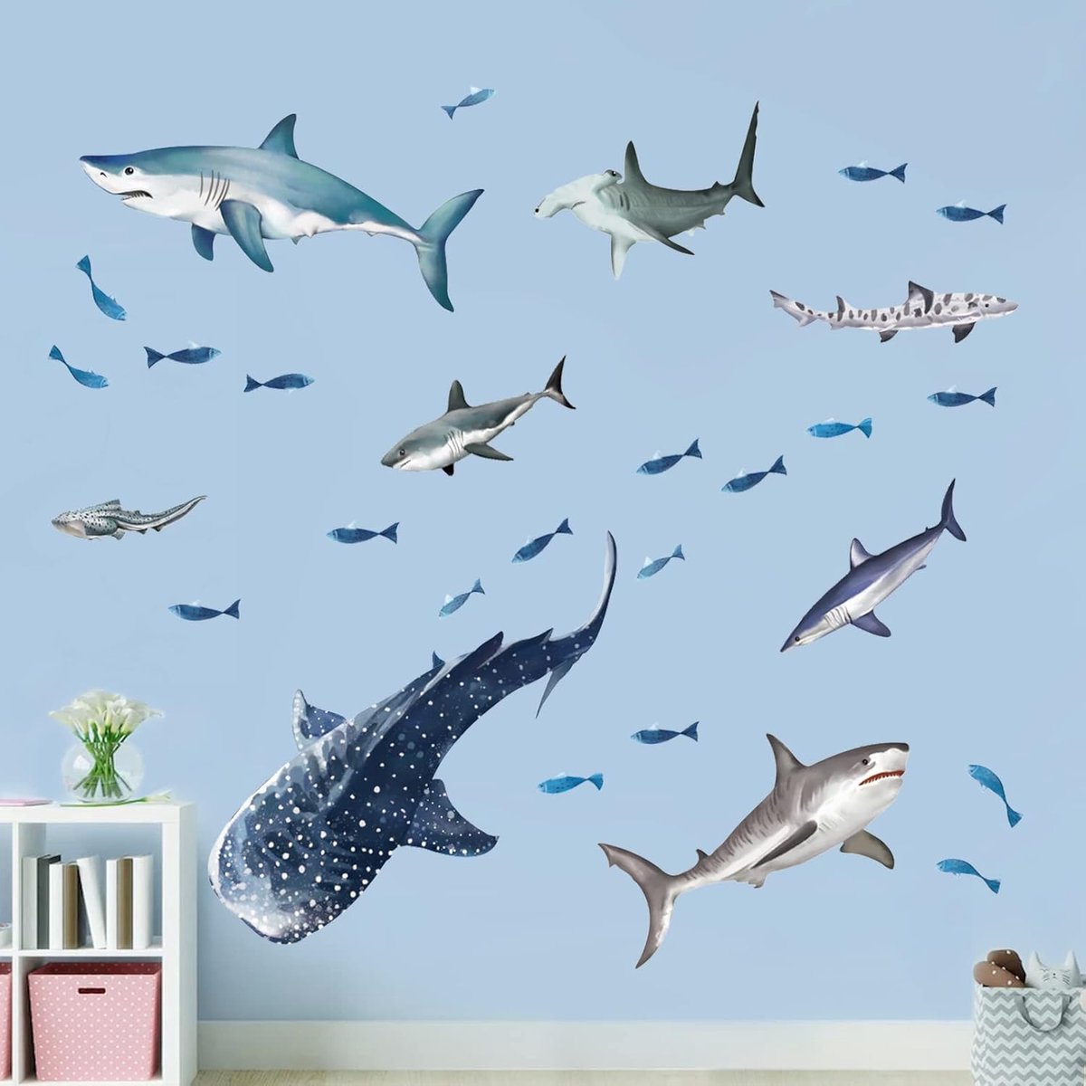 wondever Muursticker haai zeedieren muursticker vis aquarium muursticker wanddecoratie voor kinderkamer babykamer badkamer